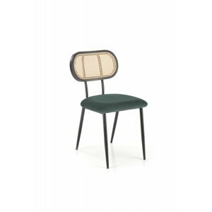 Jídelní židle VANTA — kov, umělý ratan, zelená