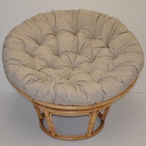 Relaxační papasan DEMETRIA — ⌀100 cm, ratan, látka, medová / více barev Tmavě béžový melír