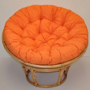 Relaxační papasan PENELOPE — ⌀115 cm, ratan, látka, medová / více barev Oranžový melír