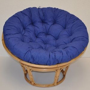 Relaxační papasan PENELOPE — ⌀115 cm, ratan, látka, medová / více barev Tmavě modrý melír