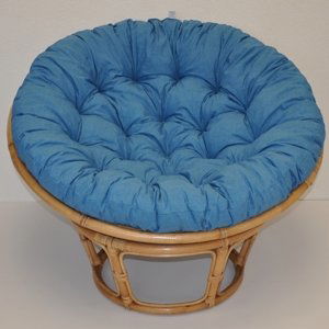 Relaxační papasan PENELOPE — ⌀115 cm, ratan, látka, medová / více barev Tyrkysový melír