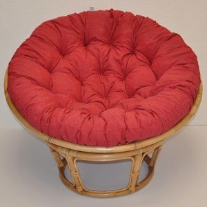 Relaxační papasan PENELOPE — ⌀115 cm, ratan, látka, medová / více barev Vínový melír