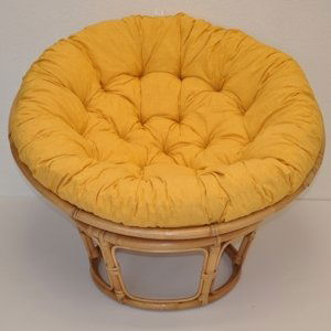 Relaxační papasan PENELOPE — ⌀115 cm, ratan, látka, medová / více barev Žlutý melír