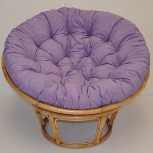 Relaxační papasan PENELOPE — ⌀115 cm, ratan, látka, medová / více barev Fialový melír