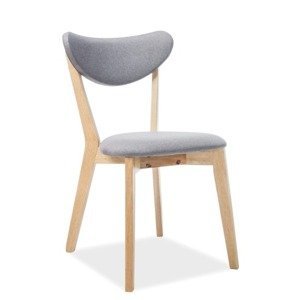 Jídelní židle BRANDO — látka, dekor dub / šedá