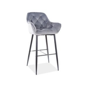 Barová židle CHERRY — kov, látka, šedá