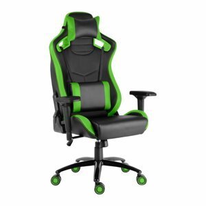 Herní židle IRON XXL — PU kůže, černá / zelená, nosnost 140 kg