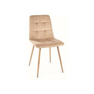 Jídelní židle MILA — kov, látka, dekor dub / více barev Béžová