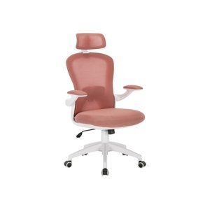Kancelářská otočná židle LENNY s podhlavníkem — síť, více barev Růžová