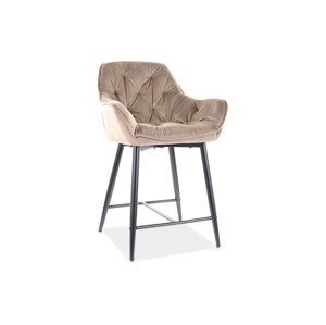Barová židle CHERRY 2 — kov, látka, béžová