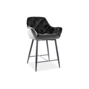 Barová židle CHERRY 2 — kov, látka, černá
