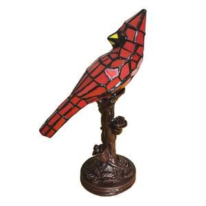 Clayre&Eef Stolní lampa 5LL-6102R pták, červená, styl Tiffany