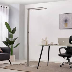 PRIOS Kancelářská stojací lampa Prios Taronis LED, stmívač, stříbrná