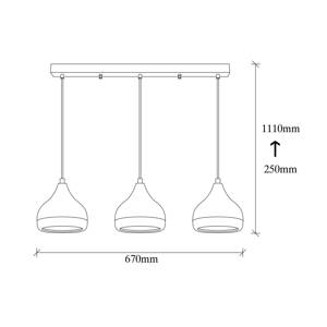 Opviq Závěsné světlo Yildo 6877 3zdroje lineár černá/měď