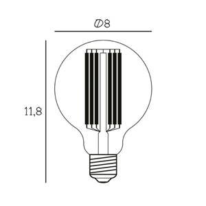 DESIGN BY US LED žárovka Globe, E27, Ø 8 cm, 3,5 W, 2 200 K, stmívatelná