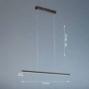 FISCHER & HONSEL Závěsné svítidlo Beat LED, černá/niklová barva, délka 113 cm