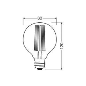 OSRAM OSRAM LED Vintage 1906, G80, E27, 11 W, šedá, 1 800 K, stm.