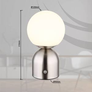 Globo Stolní dobíjecí lampa Julsy LED, niklová barva, výška 21 cm, CCT