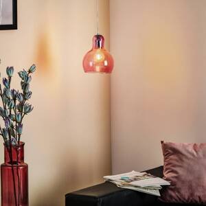 TK Lighting Závěsné svítidlo Mango, růžovo-průhledné/stříbrné