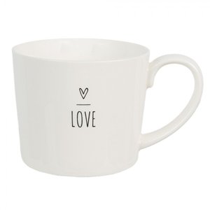 Bílý keramický hrnek s obrysem srdíčka a nápisem Love – 275 ml