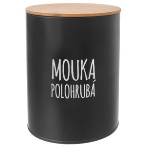 German Dóza BLACK s nápisem MOUKA POLOHRUBÁ / pr. 13 cm / černá