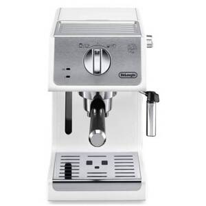 Pákový kávovar Espresso DeLonghi Active line ECP33.21.W / 1100W / 15 bar / 1,1 l / parní tryska / nerez/bílá