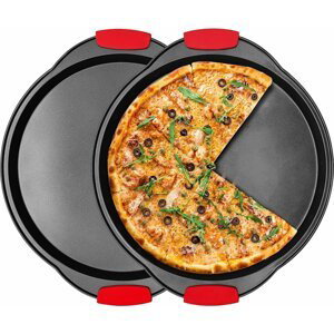 Sada 2 talířů na pizzu se studenými rukojeťmi Royalty Line RL-PZ02 / černá