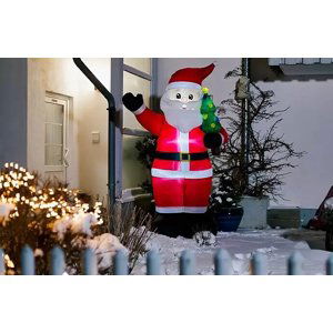 German LED nafukovací vánoční dekorace Santa Claus / 12 W / výška 245 cm / venkovní i vnitřní / studená bílá