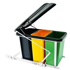 German Vestavěný odpadkový koš na tříděný odpad / 3x 8 l / plast / žlutá/zelená/černá