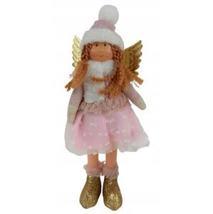 German Vánoční dekorace panenka anděl / 28 cm / plast / růžová