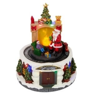 Vánoční dekorace Santa Claus Magic Village / pohyblivý vláček s melodií / LED osvětlení / 22 cm