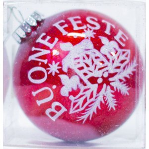 Vánoční červená perleťová koule DUE ESSE / pr. 15 cm