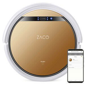 Robotický vysavač ZACO V5x s Wi-fi a funkcí vytírání / ovládání pomocí aplikace / zlatá
