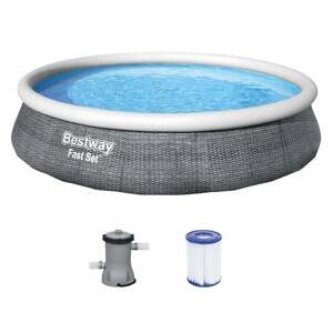 Nadzemní bazénová sada s filtrační pumpou BestWay FastSet / Ø 396 cm / DuraPlus™ / šedá