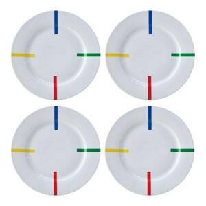 4-dílná sada talířů United Colors of Benetton / porcelán / bílá s barevnými prvky