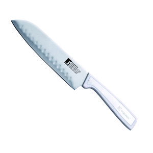 Nůž Santoku z nerezové oceli Bergner / 17,5 cm / bílá