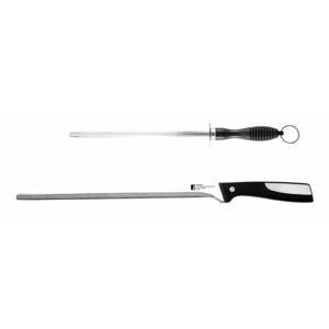 Kuchyňský nůž Bergner na šunku + ocílka / nerezová ocel / stříbrná / černá