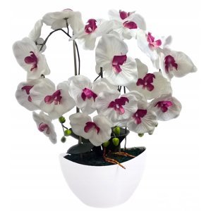 German EmaHome - Orchidej umělá dekorativní květina / bílá / 48 cm