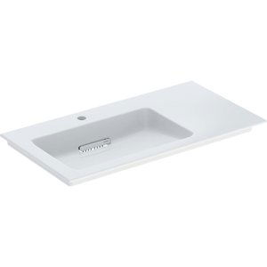 Geberit ONE - Umyvadlo nábytkové 900x480x131 mm, skrytý přepad, s otvorem pro baterii, vodorovný odtok, KeraTect, bílá 505.007.00.1