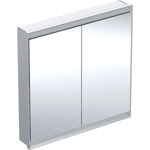 Geberit ONE - Zrcadlová skříňka s LED osvětlením, 900x900x150 mm, 2 dvířka, vestavná, hliník 505.803.00.1