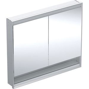 Geberit ONE - Zrcadlová skříňka s LED osvětlením, 1050x900x150 mm, 2 dvířka, s nikou, vestavná, hliník 505.824.00.1