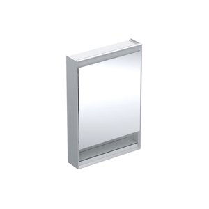 Geberit ONE - Zrcadlová skříňka s LED osvětlením, 600x900x150 mm, panty vpravo, s nikou, hliník 505.831.00.1
