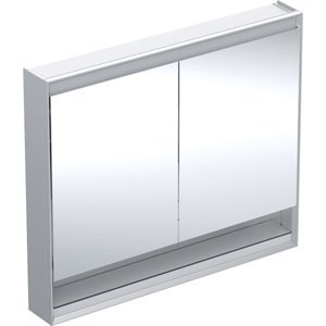Geberit ONE - Zrcadlová skříňka s LED osvětlením, 1050x900x150 mm, 2 dvířka, s nikou, hliník 505.834.00.1