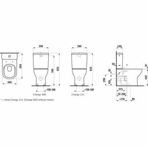 Laufen Lua - Stojící kombinační mísa, rimless, hluboké splachování, vodorovný/svislý odpad Vario H8240810002311