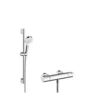 Hansgrohe Crometta - Sprchový set Vario s termostatem Ecostat 1001 CL, 2 proudy, bílá/chrom 27812400