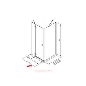 JIKA Cubito Pure - sprchové dveře jednokřídlé bezrámové s pevným segmentem 800/1950mm, levé, transparentní sklo s Jika perla Glass H2544200026681