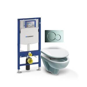 Závěsný WC set Geberit Duofix (modul, tlačítko Sigma 01 chrom, Nova Pro klozet + sedátko) B2G