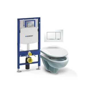 Závěsný WC set Geberit Duofix (modul, tlačítko Sigma 30 bílá/chrom, Nova Pro klozet + sedátko) B3G