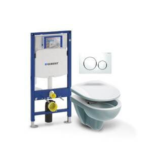 Závěsný WC set Geberit Duofix (modul, tlačítko Sigma 20 bílá/chrom, Nova Pro klozet + sedátko) B4G