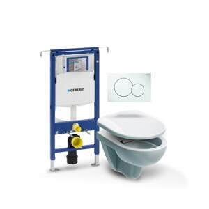 Závěsný WC set Geberit Duofix speciál (modul, tlačítko Sigma 01 bílá, Nova Pro klozet + sedátko) C1G